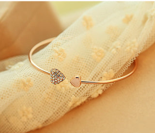 crystal love opening gold Siliver plated bracelet bangles for women