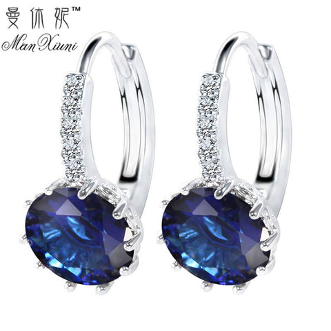 12 colors round with cubic zircon charm flower earrings jewelry for women